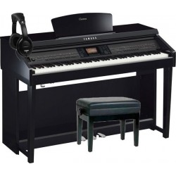 YAMAHA -PACK- CVP701 PE PIANO DIGITAL NEGRO PULIDO + BANQUETA Y AURICULARES