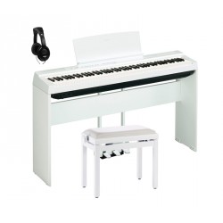 YAMAHA -PACK- P125 WH PIANO DIGITAL BLANCO + SOPORTE + PEDALERA + BANQUETA Y AURICULARES
