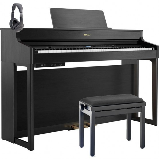 ROLAND -PACK- HP702 CH PIANO DIGITAL CHARCOAL BLACK + BANQUETA Y AURICULARES