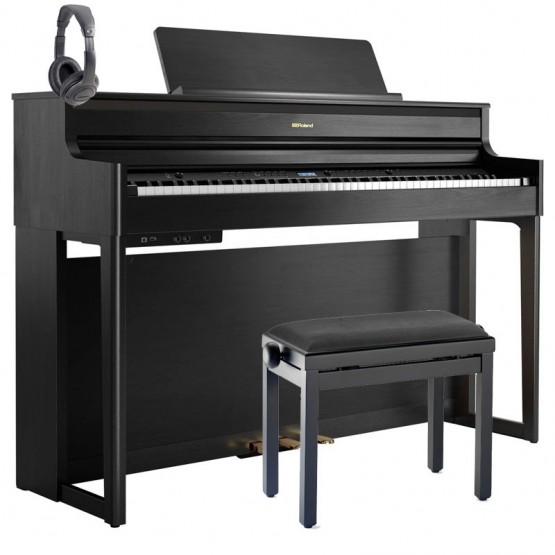 ROLAND -PACK- HP704 CH PIANO DIGITAL CHARCOAL BLACK + BANQUETA Y AURICULARES