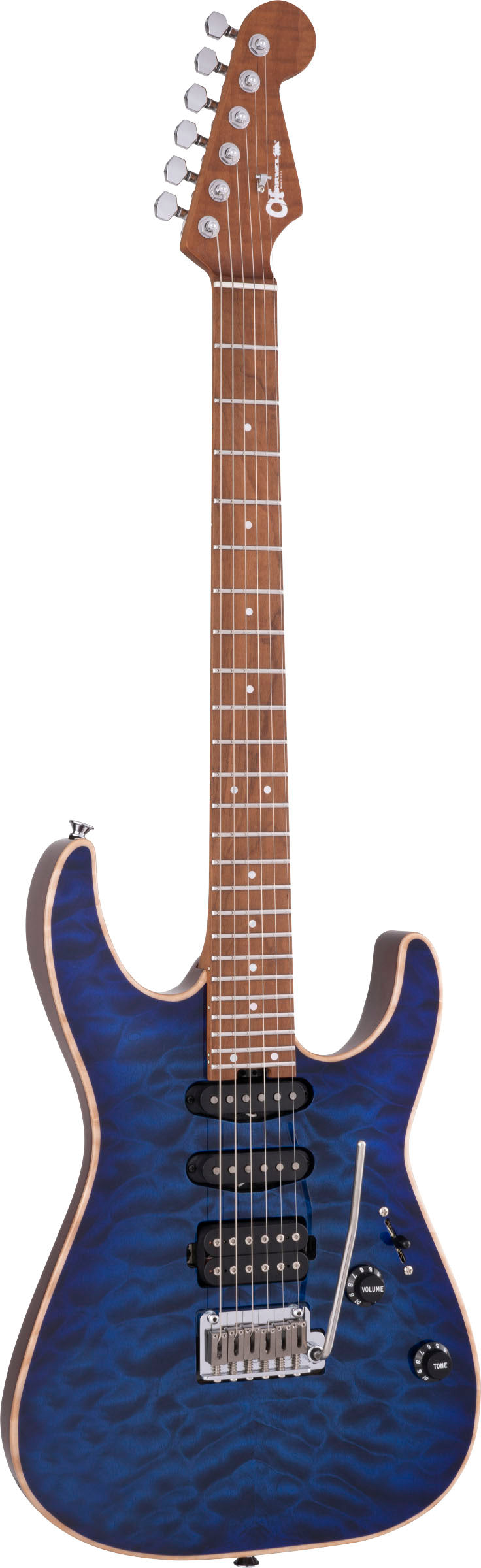 Charvel USA Select DK24 HSS 2PT cm QM CMN Guitarra Eléctrica Blue Burst 2