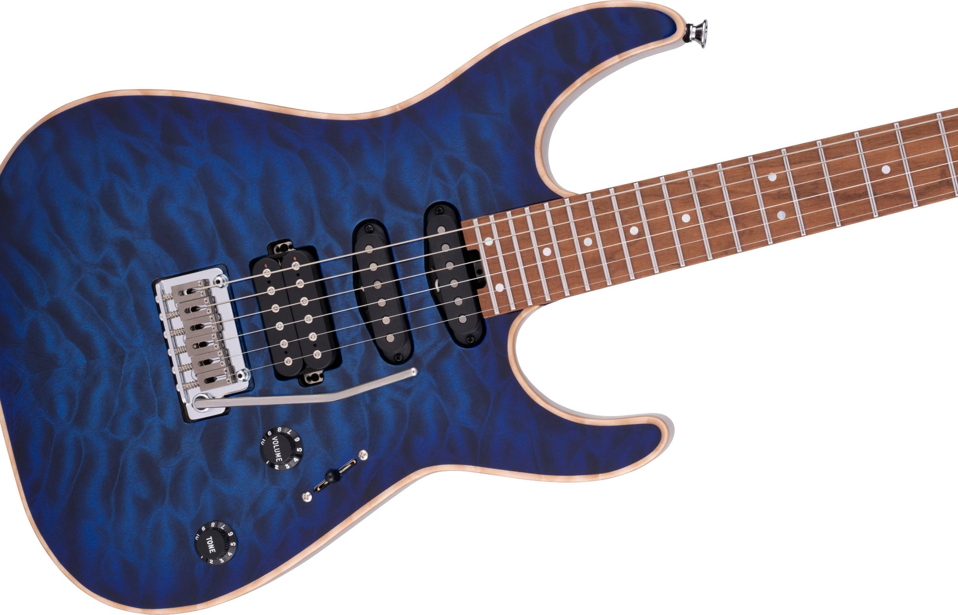 Charvel USA Select DK24 HSS 2PT cm QM CMN Guitarra Eléctrica Blue Burst 5