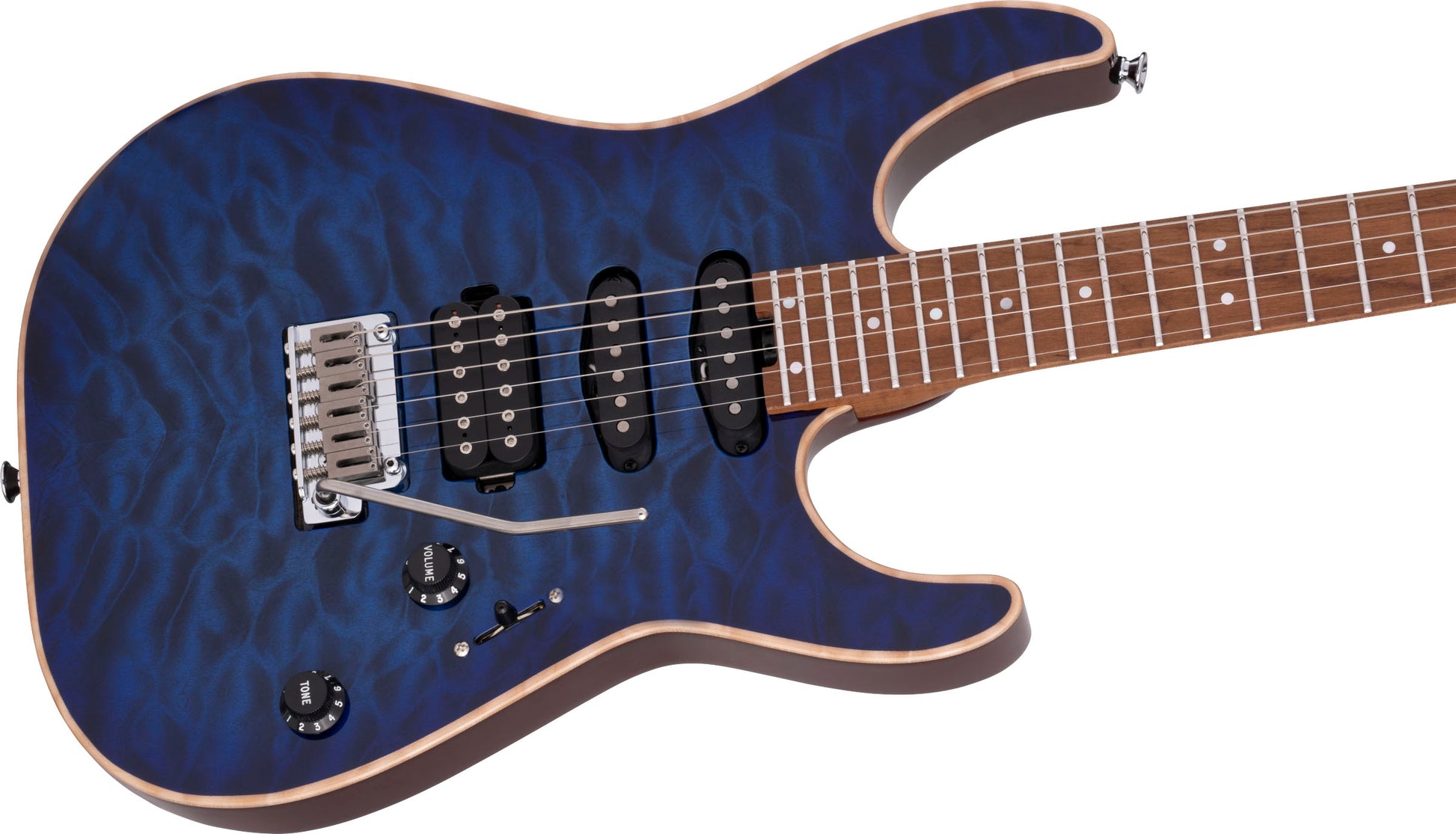 Charvel USA Select DK24 HSS 2PT cm QM CMN Guitarra Eléctrica Blue Burst 6