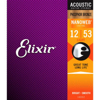 Elixir 16052 Nanoweb Phospor Bronze Light Juego Cuerdas Acústica 012-053 1