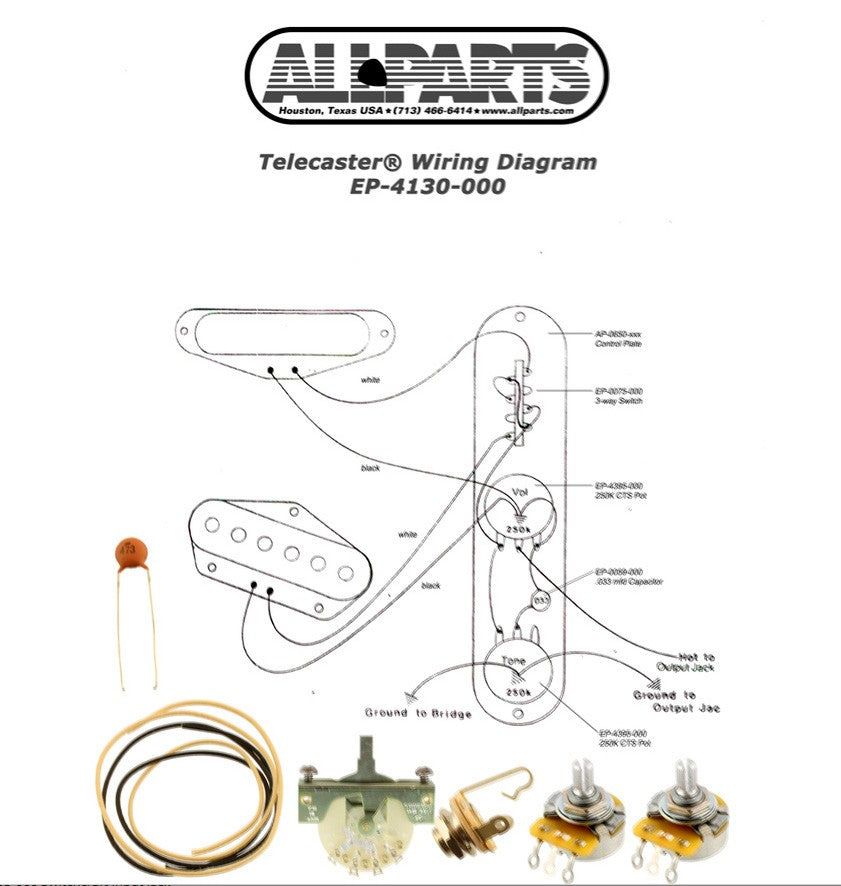 All Parts EP4130000 Wiring Kit for Tele CRL 3-Way Switch 2 CTS Pots 1