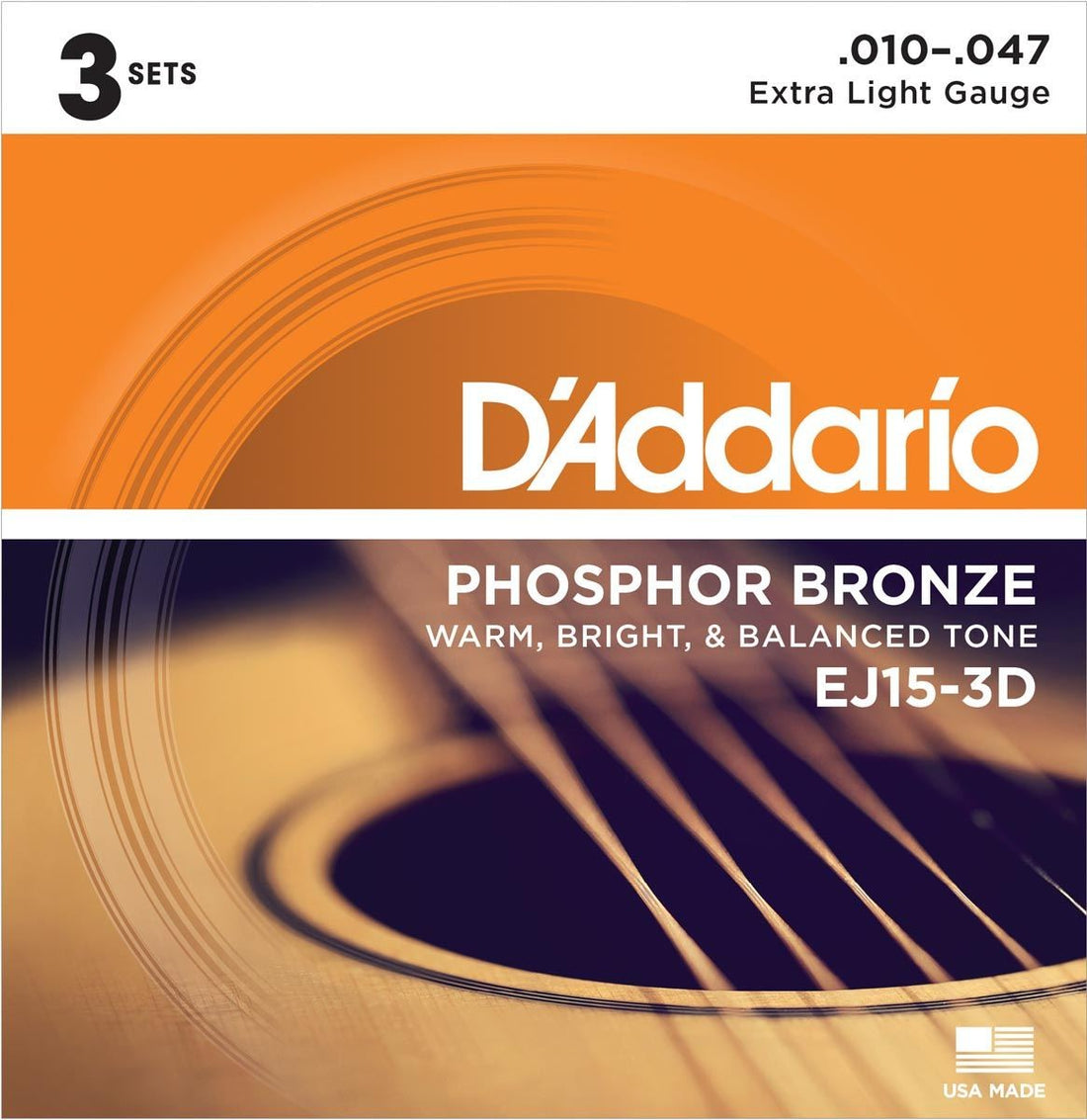 Daddario EJ153D Set 3 Juegos de Cuerdas Guitarra Acústica 010-047 1