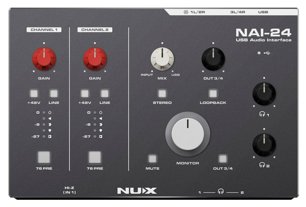 NUX NAI-24 Interfaz de Audio USB 2 Entradas 1