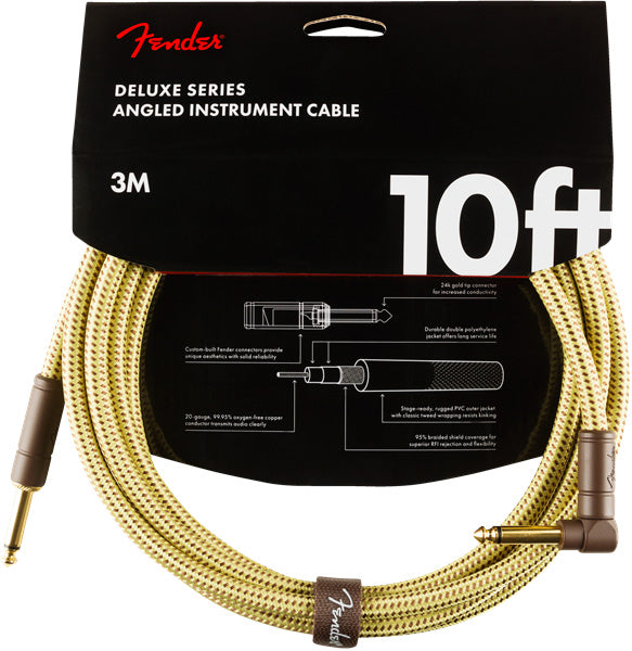 Fender 0990820091 Deluxe Cable Instrumento Recto Angulado 3 Metros Tweed 4