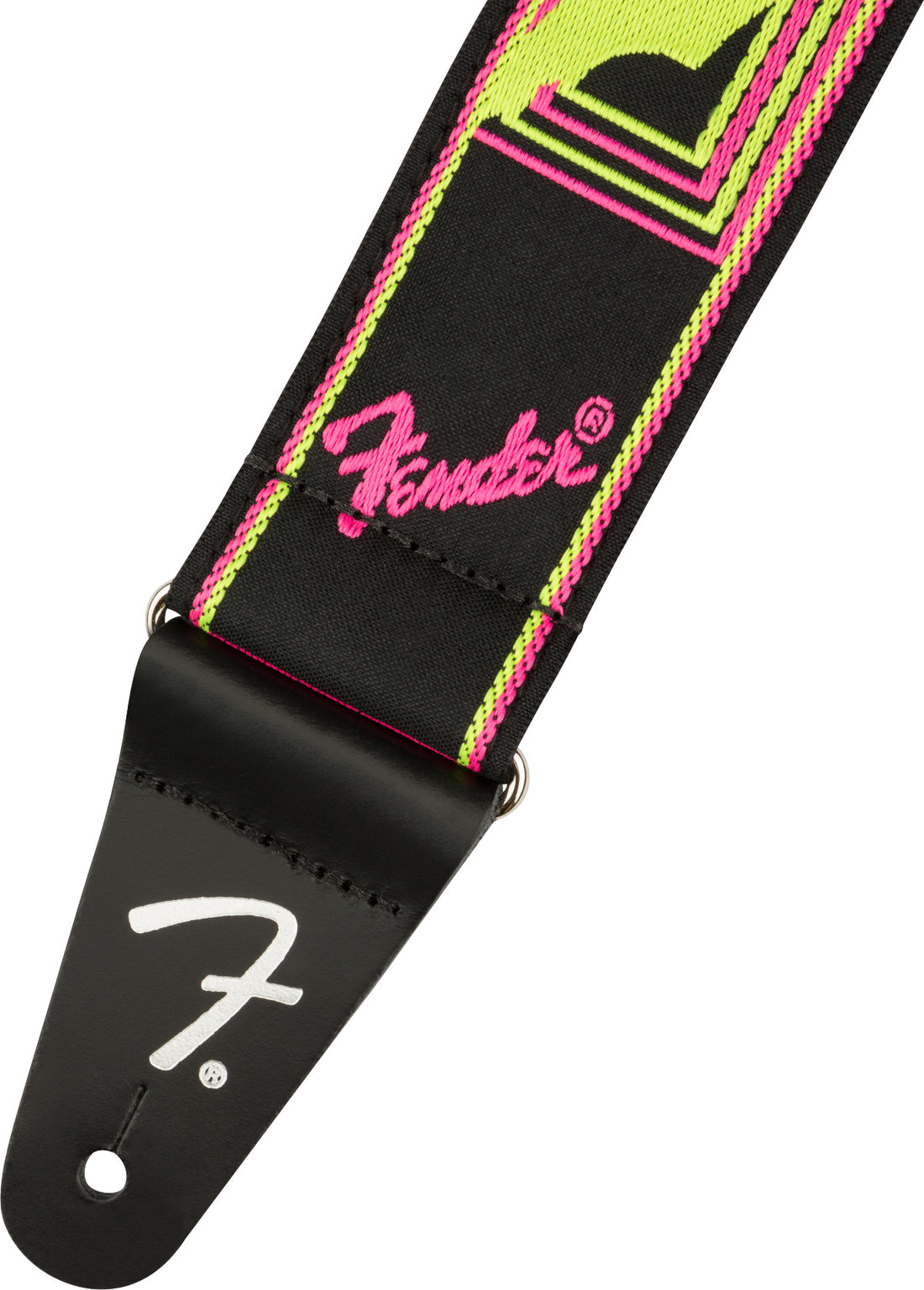 Fender 0990681304 Neon Monogrammed Correa Guitarra Amarilla y Rosa 2