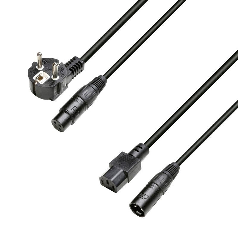 Adam Hall 8101PSAX1000 Cable de Corriente y Audio Cee7 7 XLR Hembra a C13 10 Metros 1