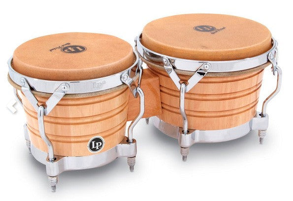 Latin Percussion LP201AX2 Bongos Comfort Curve II Rims Natural Chrome 1