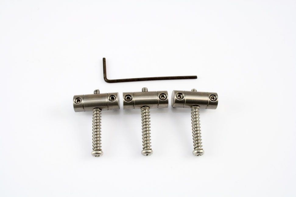 All Parts BP0537009 Bridge Saddles (Set of 3) with Springs and Screws for Tele, Titanium. 1