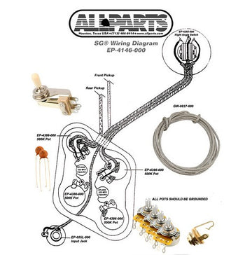 All Parts EP4146000 Wiring Kit for SG Switchcraft Switch & Jack 4 CTS Pots 1