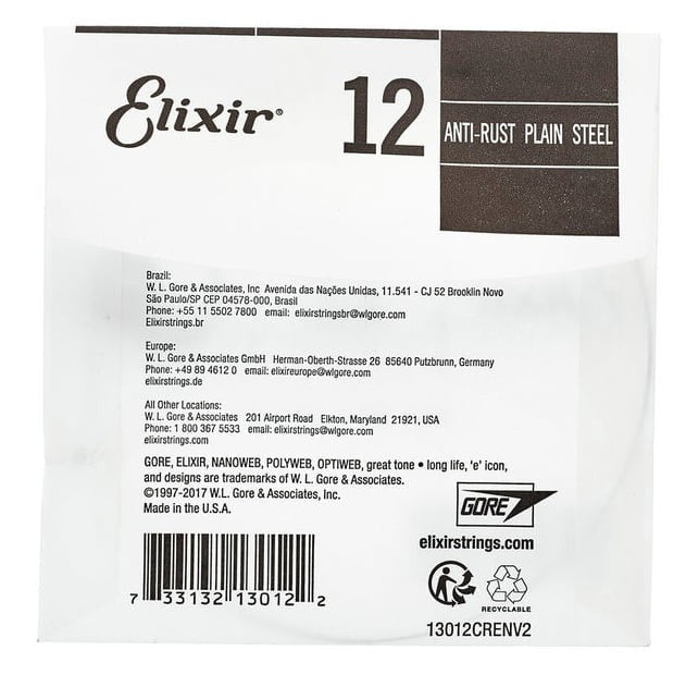 Elixir 012 Anti Rust Cuerda Guitarra Eléctrica o Acústica Plana 2