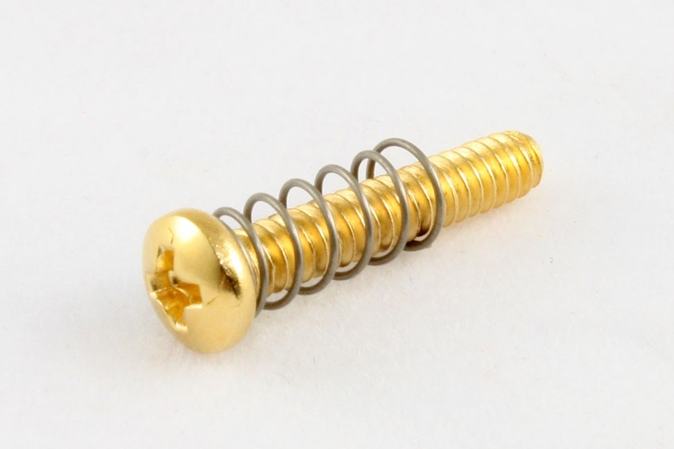 All Parts GS0004002 Guitar Bridge Length Screws (6 Pieces) with Springs Gold 4 - 40 X 5/8 1