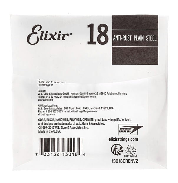 Elixir 018 Anti Rust Cuerda Guitarra Eléctrica o Acústica Plana 2