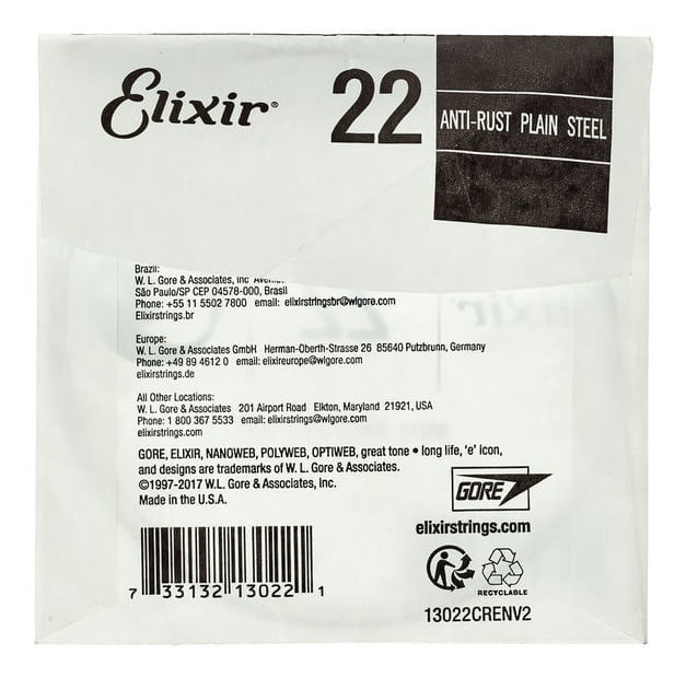 Elixir 022 Anti Rust Cuerda Guitarra Eléctrica o Acústica Plana 2