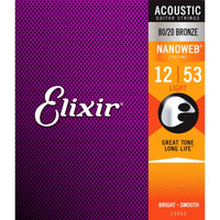 Elixir 11052 Nanoweb Light Juego Cuerdas Guitarra Acústica 012-053 1