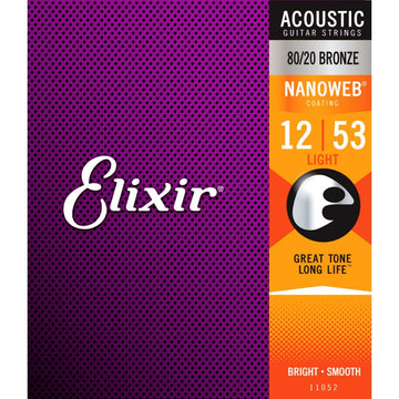 Elixir 11052 Nanoweb Light Juego Cuerdas Guitarra Acústica 012-053 1