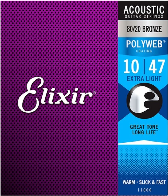 Elixir 11000 Polyweb Extra Light Juego Cuerdas Guitarra Acústica 010-047 1