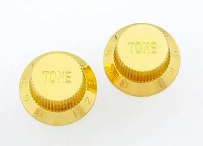 All Parts PK0153002 Tone Knobs (2) Gold Plastic For Strat Fits USA Split Shaft Pots. 1