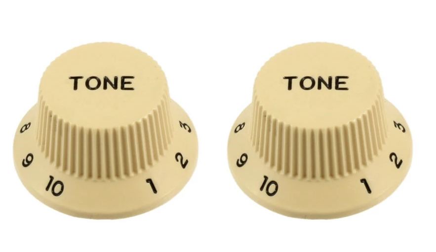 All Parts PK0153028 Tone Knobs (2) Cream for Strat Fits Split Shaft Pots 1