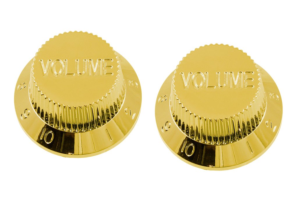 All Parts PK0154002 Volume Knobs (2) Gold Plastic for Strat Fits USA Split Shaft Pots 1