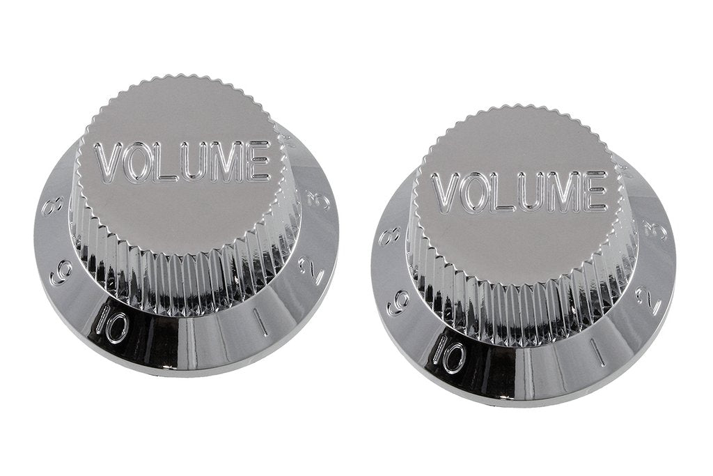 All Parts PK0154010 Volume Knobs (2) Chrome Plastic for Strat Fits USA Split Shaft Pots 1