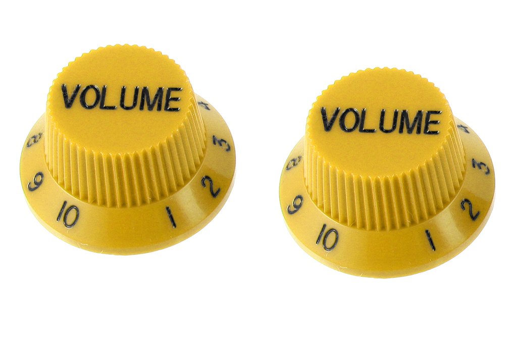 All Parts PK0154020 Volume Knobs (2) Yellow for Strat Fits Split Shaft Pots 1