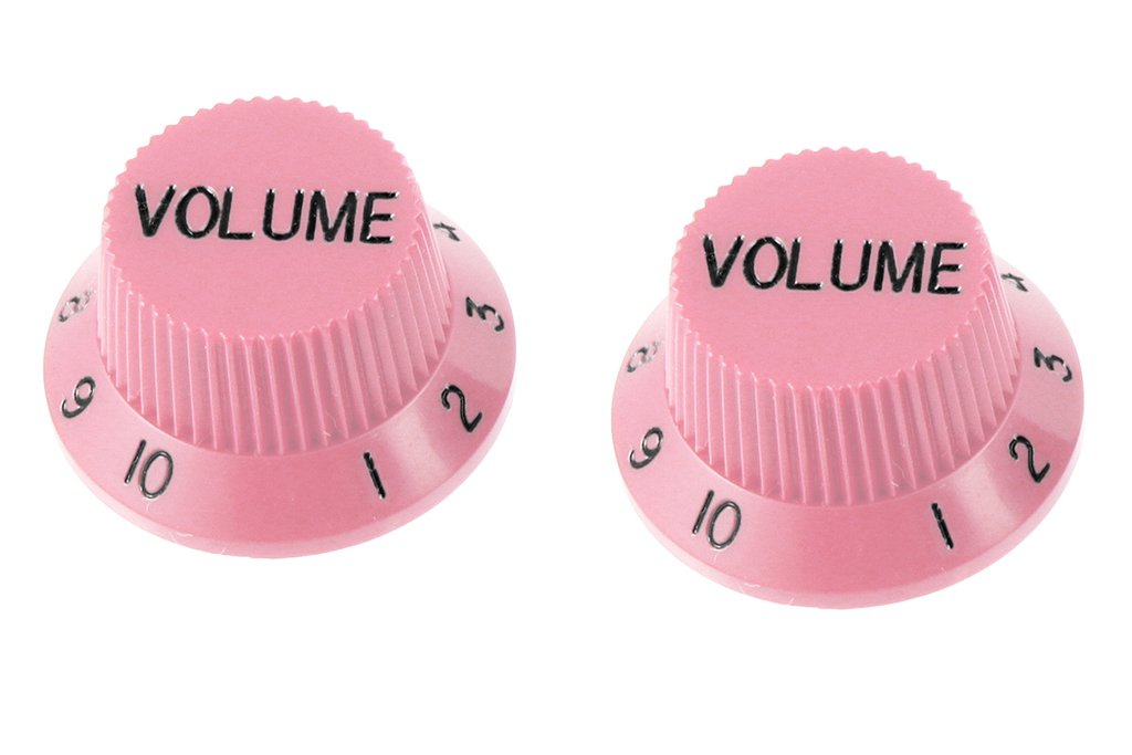 All Parts PK0154021 Volume Knobs (2) Pale Pink for Strat Fits Split Shaft Pots 1