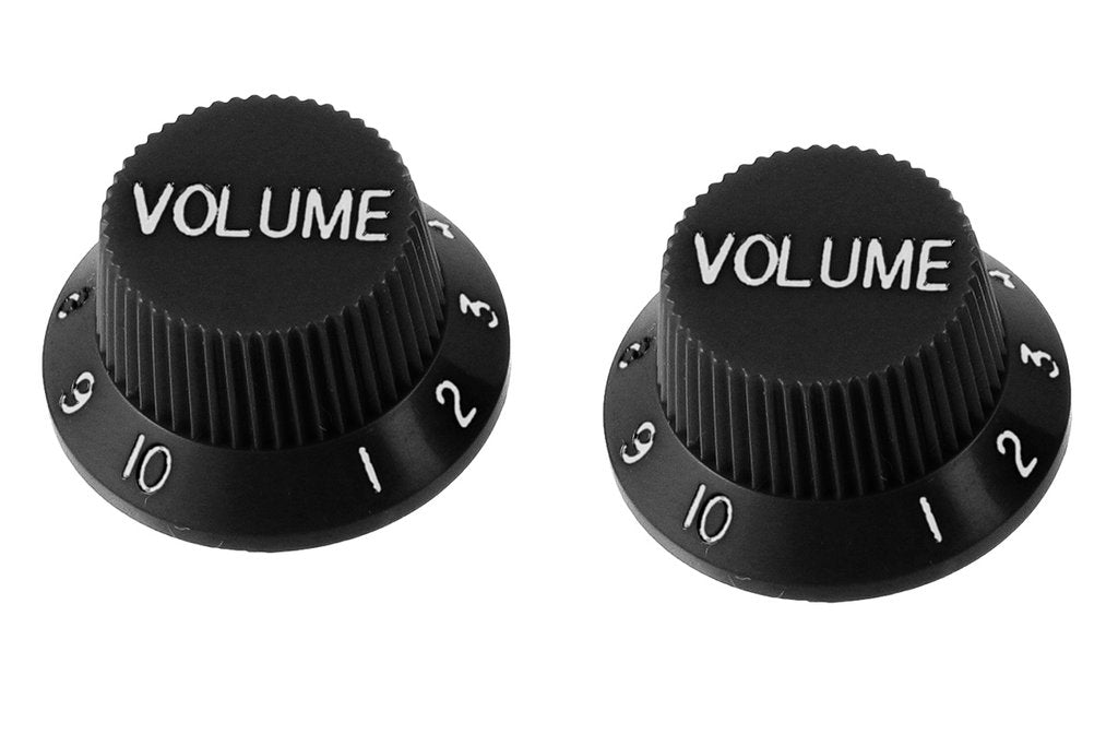 All Parts PK0154023 Volume Knobs (2) Black for Strat Fits USA Split Shaft Pots 1