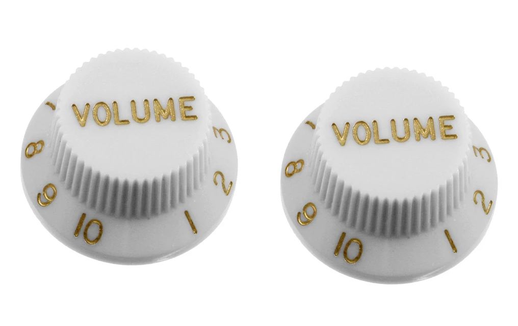 All Parts PK0154025 Volume Knobs (2) White for Strat Fits USA Split Shaft Pots 1