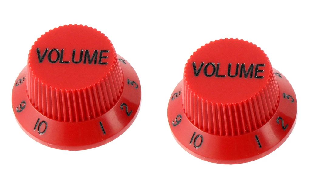 All Parts PK0154026 Volume Knobs (2) Red for Strat Fits Split Shaft Pots 1