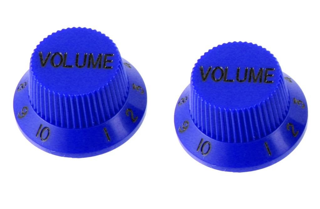 All Parts PK0154027 Volume Knobs (2) Blue for Strat Fits Split Shaft Pots 1