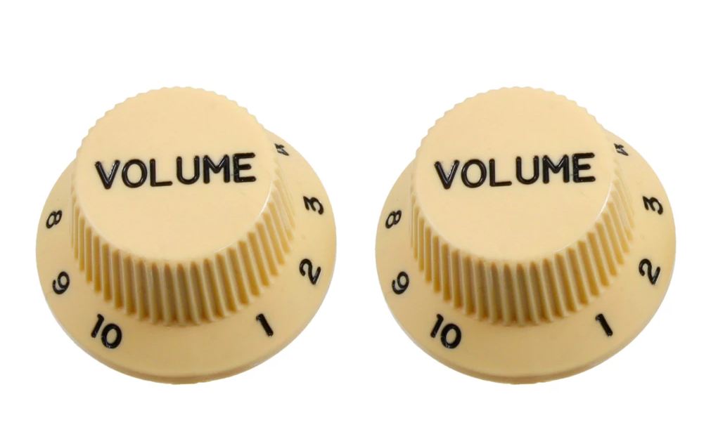 All Parts PK0154028 Volume Knobs (2) Cream for Strat Fits Split Shaft Pots 1