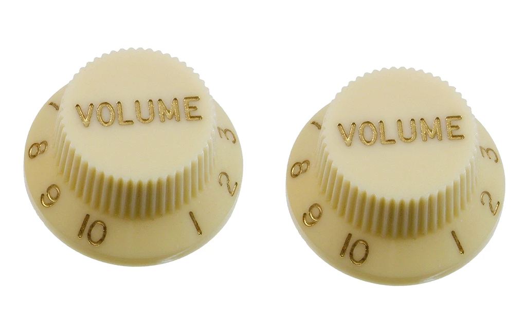 All Parts PK0154048 Volume Knobs (2) Vintage Cream for Strat Fits USA Split Shaft Pots 1