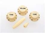 All Parts PK0178028 Cream Knob Set for Strat (1-Vol 2-Tones 1-Switch Knob 1-Tip) 1