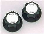 All Parts PK3246023 Black Treble/Bass Tone Knobs (2) with Silver Top for Rickenbacker 1