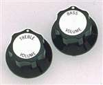 All Parts PK3248023 Black Treble/Bass Volume Knobs (2) with Silver Top for Rickenbacker 1