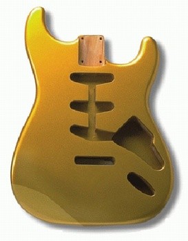 All Parts SBFSGM Replacement Body for Strat Alder Tremolo Routing Gold Finish 1