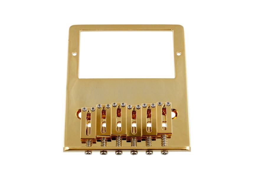 All Parts TB0031002 6 Saddle Gotoh Humbucking Brass Bridge for Tele Gold Rectangular 1