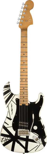 EVH Striped Series 78 Eruption MN Guitarra Eléctrica White with Black Stripes Relic 1