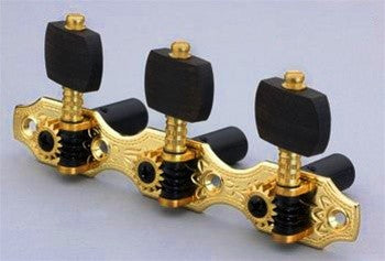 All Parts TK79420E2 Hauser Style Classical Keys Gold with Black Rollers Ebony Buttons 1