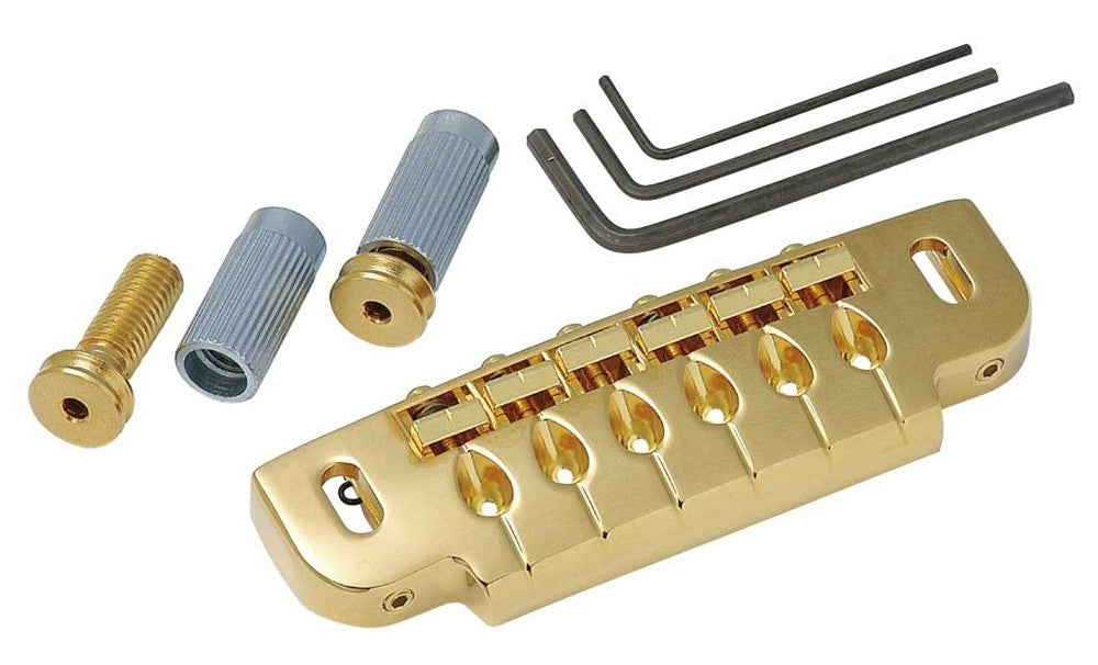 Gotoh GB2570002 510UB Wraparound Adjustable Bridge Gold 2-1/16 String 3-1/4 Stud Spacing 1