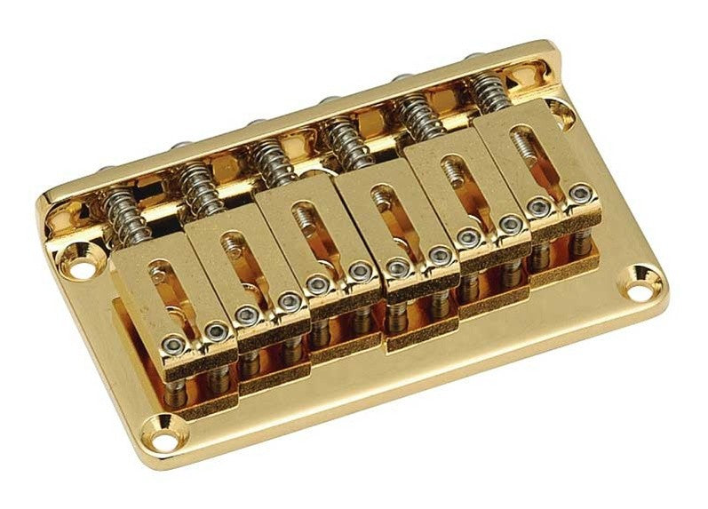 Gotoh SB5115002 Non-Tremolo Bridge with Steel Saddles Gold with Screws 2-1/16 Spacing 1