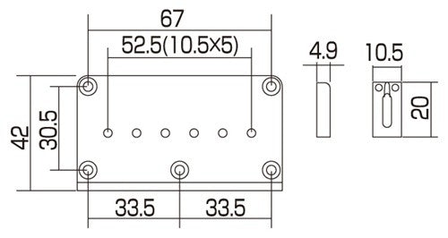 Gotoh SB5115003 Non-Tremolo Bridge with Steel Saddles Black with Screws 2-1/16 Spacing 1