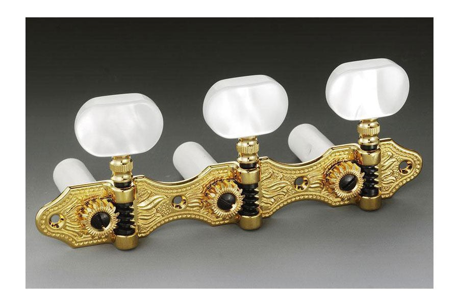 Schaller TK0928002 Hauser Classical Tuning Keys Gold with Pearloid Buttons 16:1 1-3/8 Spacing 1