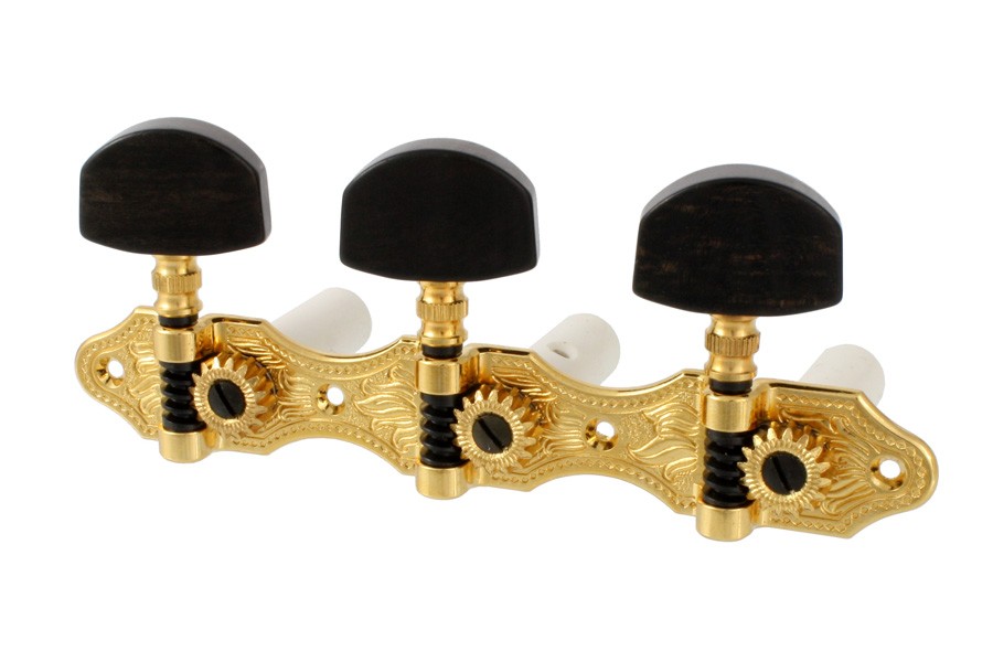 Schaller TK09280E2 Hauser Classical Tuning Keys Gold with Ebony Buttons 16:1 1-3/8 Spacing Liq 1