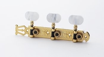 Schaller TK7955002 Lyre Classical Tuning Keys Gold with Pearloid Buttons 16:1 1-3/8 Spacing 1