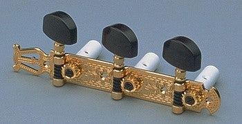 Schaller TK79550E2 Lyre Classical Tuning Keys Gold with Ebony Buttons 16:1 1-3/8 Spacing 1